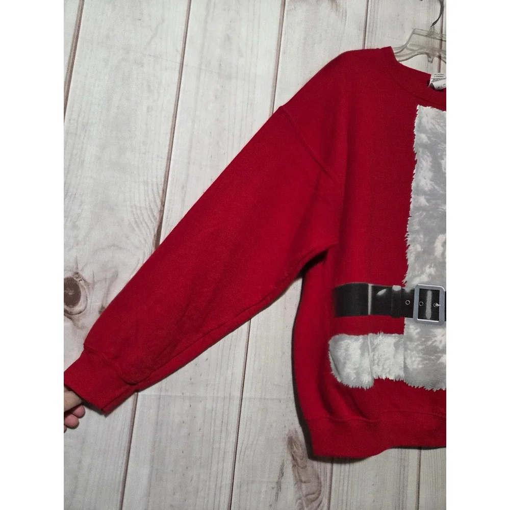 Gildan‎ Heavy Blend Mens XL Red Santa Claus Suit Graphic Christmas Sweatshirt - Picture 4 of 7